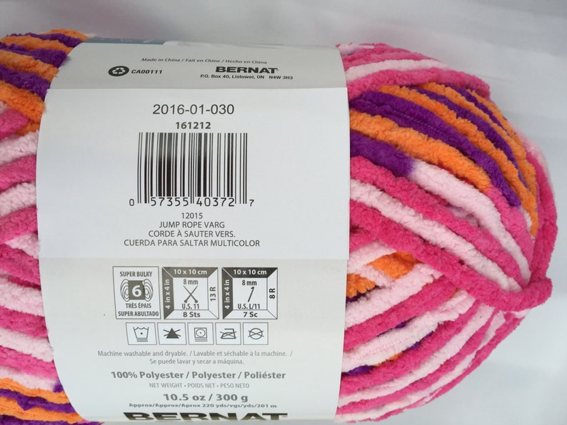 Bernat Blanket Brights JUMP ROPE VARG 12015 Yarn Big 10.5 Oz Etsy