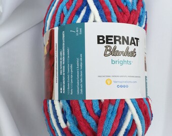 2 pack Bernat Blanket Brights Big Ball Yarn Red White Blue Boom Patriotic