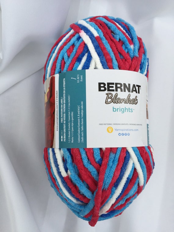 Bernat Blanket Brights Yarn 10.5oz “Red, White & Boom”