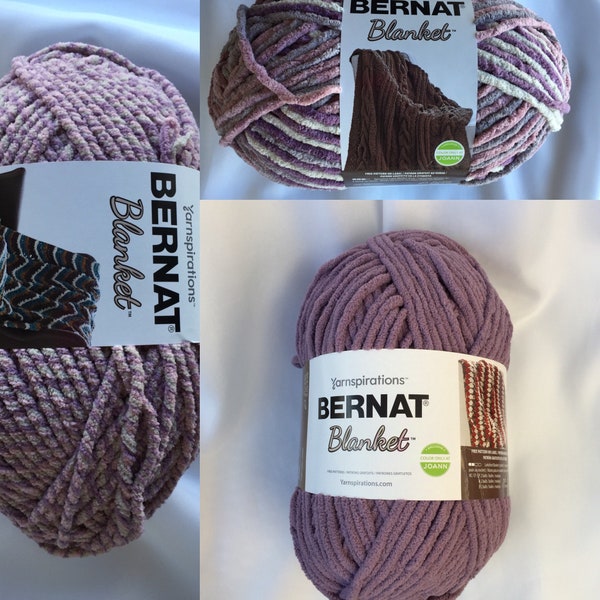 Aubergine 10832 - Purple Twist 10831 & Purple Haze 10839  Bernat Baby Blanket Yarn~220yds~ 10.5 oz Super Bulky (6) Chenille Soft Yarn