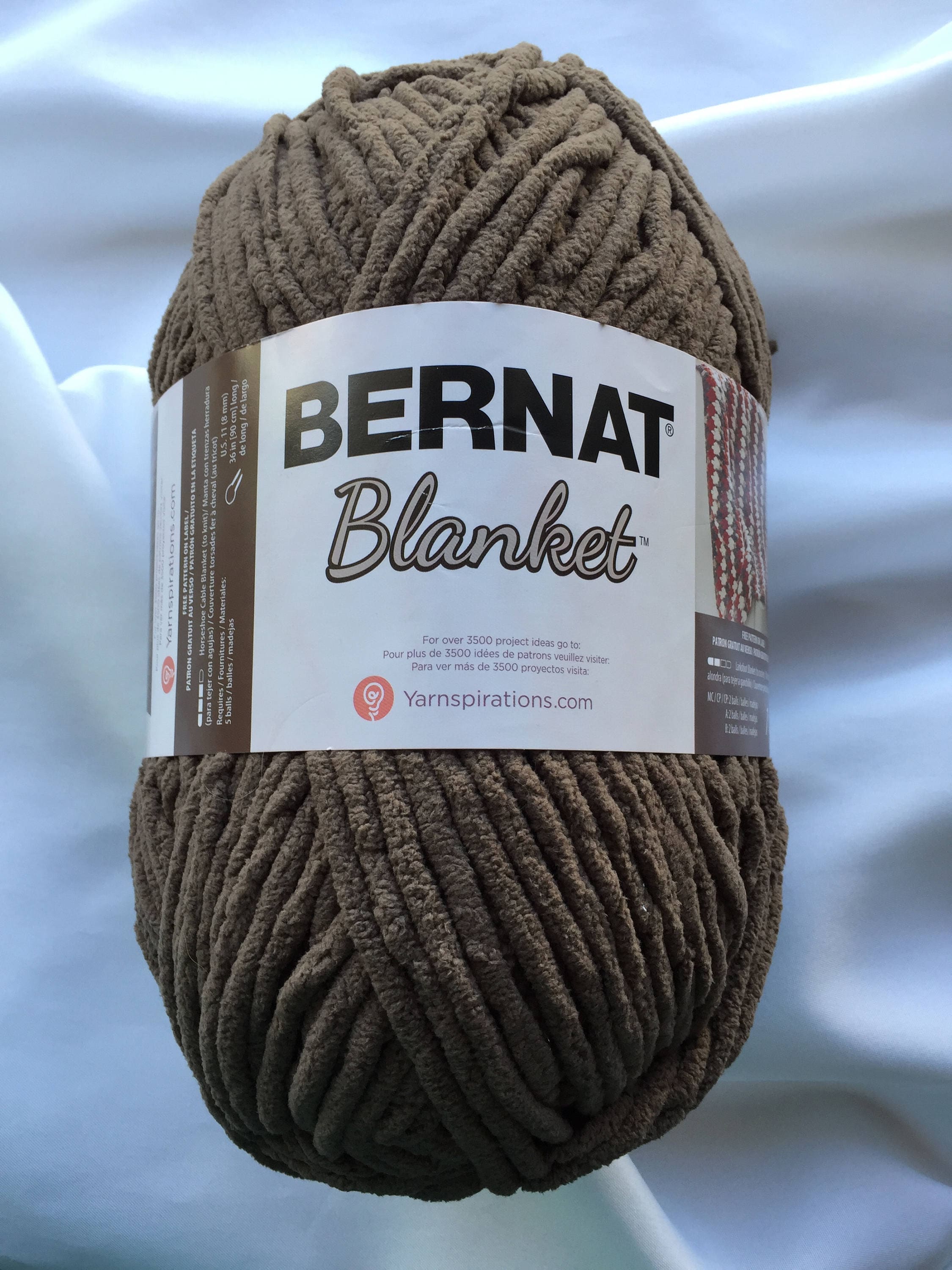 TAUPE Bernat Blanket Yarn TAUPE 10029 10.5 oz~258 Yards ~ Bernat Blanket  Yarn~Dark Brown~Winter Blanket Yarn~Chenille~ Super Bulky #6