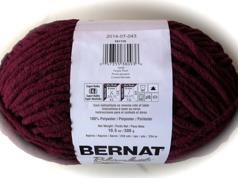 PURPLE PLUM Bernat Blanket Yarn 10430 258yds 10.5 Ozsuper Etsy