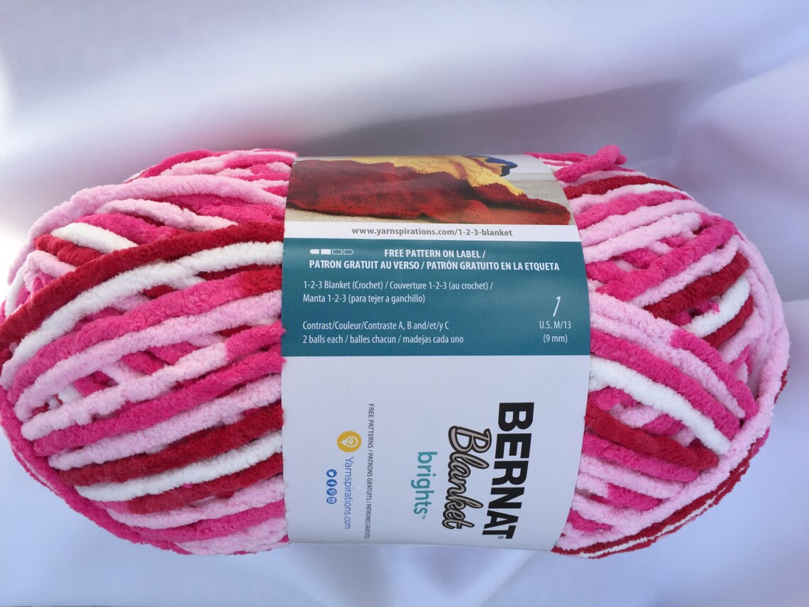 Bernat Blanket Brights RASPBERRY RIBBON VARG 12014220 yds Etsy