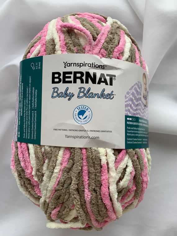  Bernat Blanket Yarn - Big Ball (10.5 oz) - 2 Pack with Pattern  Cards in Color (Tan Pink)