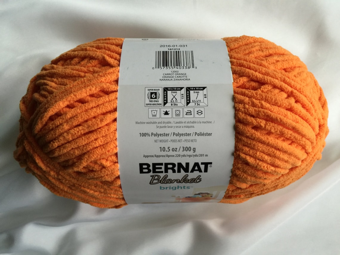 CARROT ORANGE 12002 Bernat Blanket Brights 10.5 oz Skein Etsy
