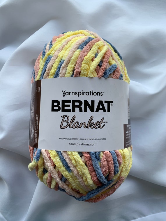 Pink Lagoon 10899 Bernat Blanket Pink Yellow Blue Rainbow Colors 10.5 Oz Skeins 220yds Super Bulky6 Chenille Yarn Dcoyshouseofyarn Etsy