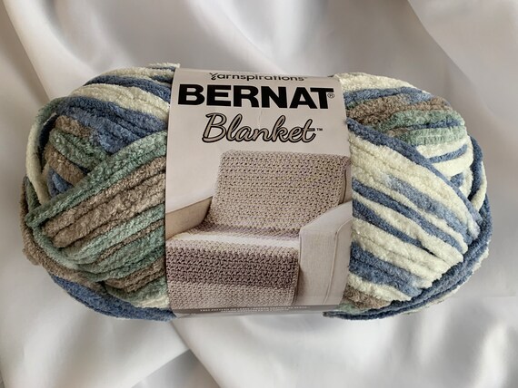 Bernat Blanket Yarn, Countryside (blue, white, gray), 220 Yards, 10.5 Oz.