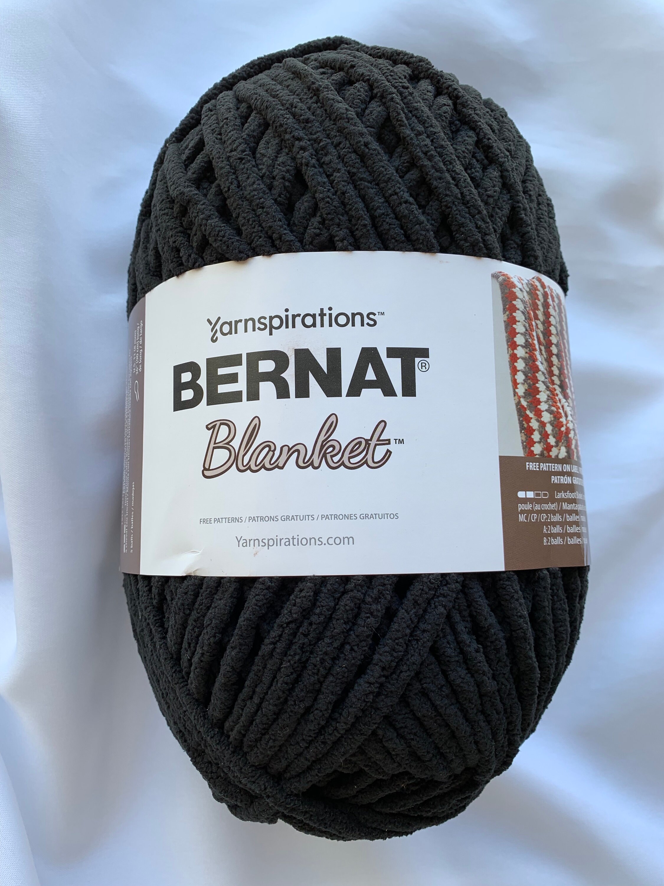 COAL 10040 Bernat Blanket 10.5oz 220 Yds Black Super Bulky 6 Chenille Yarn  Winter Accessory Dcoyshouseofyarn 