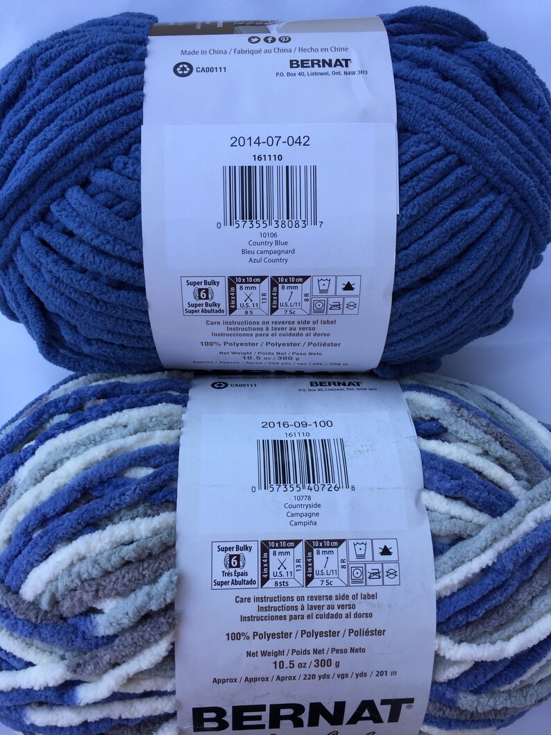 COUNTRY BLUE 10106 Bernat Blanket Yarn 10.5 Oz Chenille Etsy