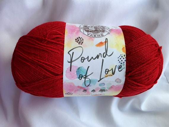 Pound of Love Yarn Lion Brand Color Cherry 16 Oz 454g 1020yd 932M