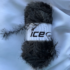 BLACK  22697 Eyelash ICE Yarns ~100gr ~ 3.5 oz ~ 164 yds  ~ Fur Hats ~  Knit & Crochet Trimming Scarves Plush Toys dcoyshouseofyarn