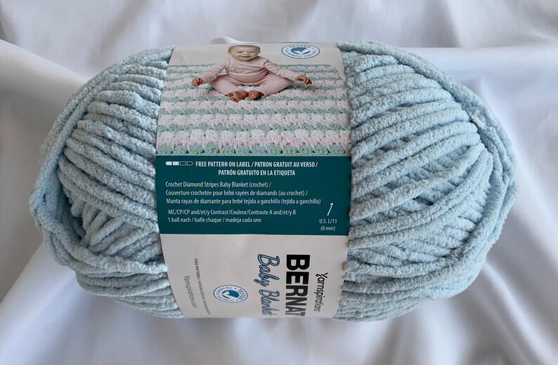 Lilbuddy Blue Bernat Baby Blanket Yarn 220yds 105 Oz Skein Super Bulky 6 Chenille Crochetknitting Supply Dcoyshouseofyarn - 