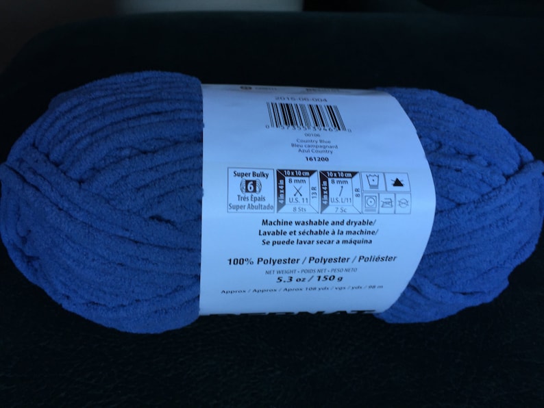COUNTRY BLUE 00106 Bernat Blanket Yarn 5.3 oz 150 g 108 Etsy
