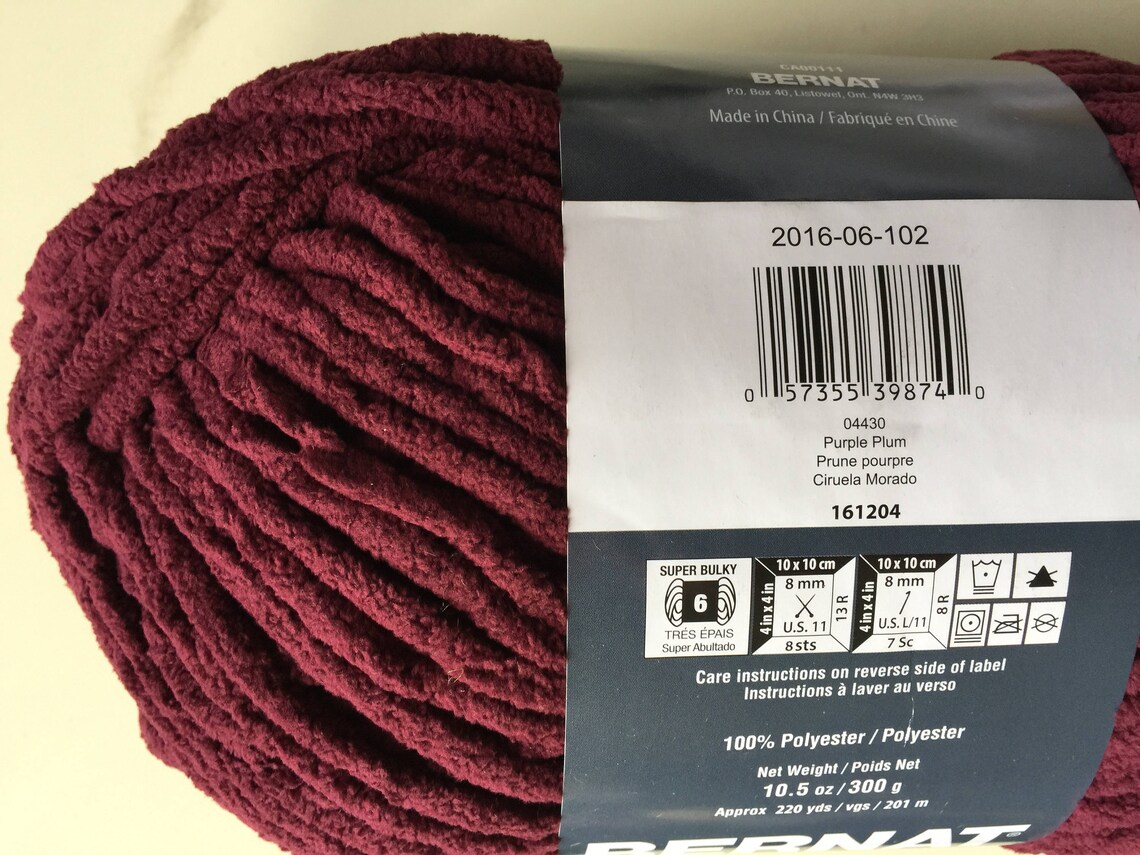 PURPLE PLUM Bernat Blanket Yarn 10430 258yds 10.5 Ozsuper Etsy