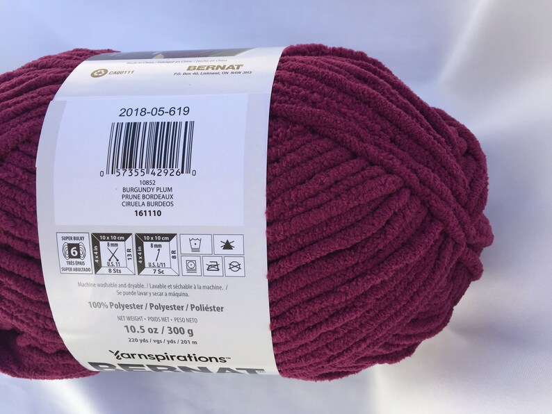 BURGUNDY PLUM 10852 Bernat Blanket Yarn220yds10.5 oz300g Etsy
