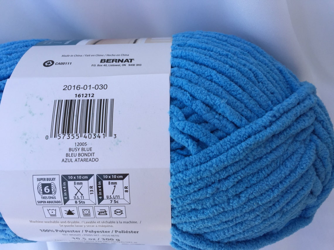BUSY BLUE 12005 Bernat Blanket Yarn 10.5 Oz Skein Blue Etsy