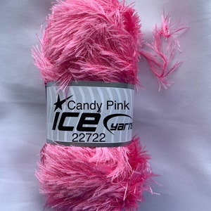 Candy Pink Eyelash Yarn: Bulky Winter Fur Trim (100gr / 164 yds) dcoyshouseofyarn