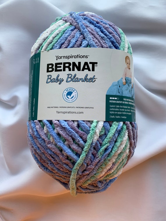 Bernat Baby Blanket Yarn Lot of 3 Skeins Baby Blue Green Super Bulky 6