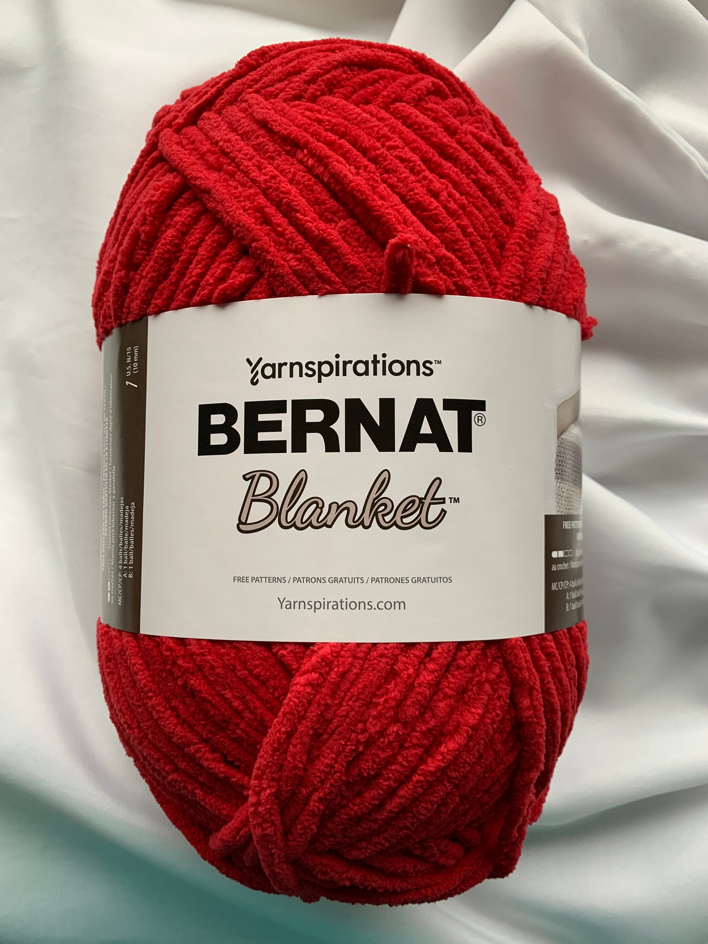 CRIMSON 10786 Bernat Blanket Yarn~220yds~ 10.5 oz Skein ~Bernat Blanket  Yarn~Super Bulky (6) ~ Blanket Yarn - Red Holiday Yarn Chenille