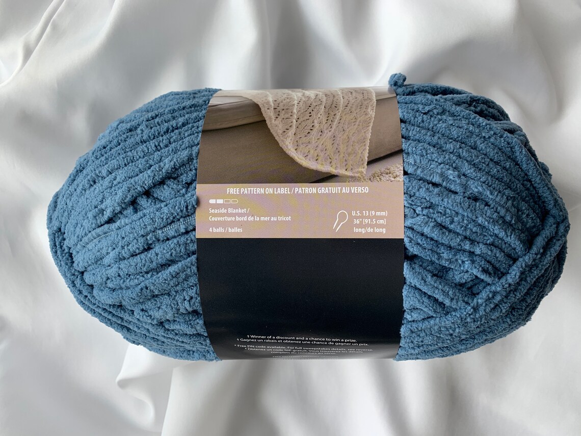 COLD SEA 04805 Bernat Blanket Stitch 'n Win Yarn 10.5 oz Etsy