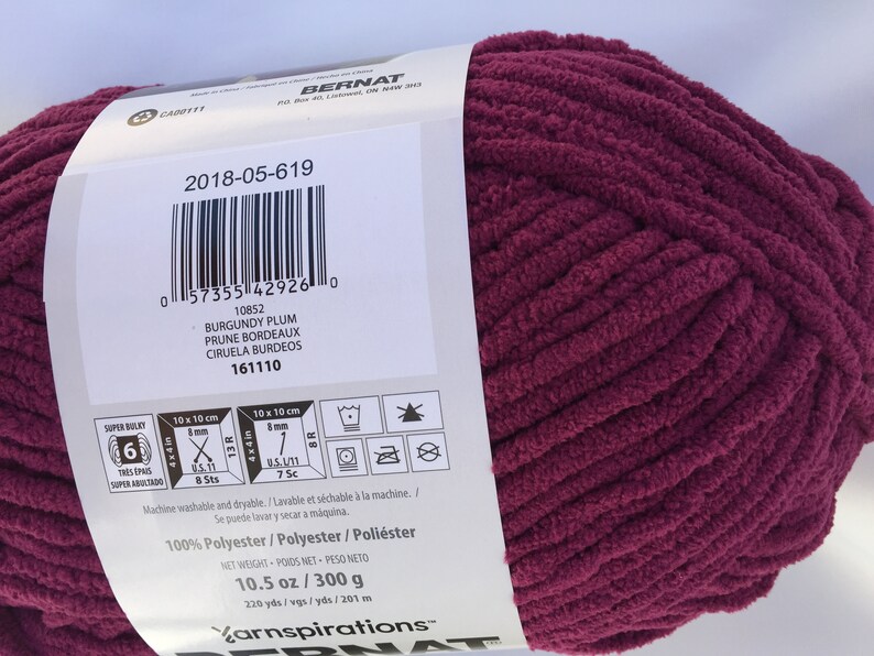 BURGUNDY PLUM 10852 Bernat Blanket Yarn220yds10.5 oz300g Etsy