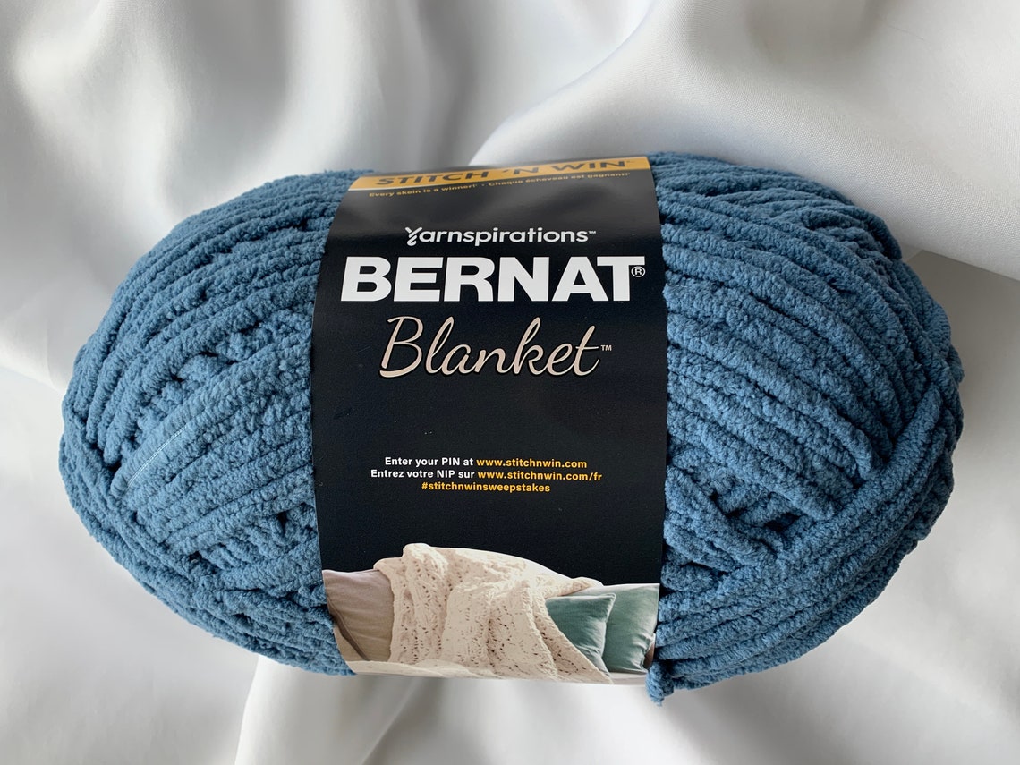 COLD SEA 04805 Bernat Blanket Stitch 'n Win Yarn 10.5 oz Etsy