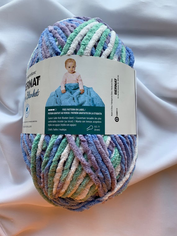 Bernat Baby Blanket Yarn Lot of 3 Skeins Baby Blue Green Super