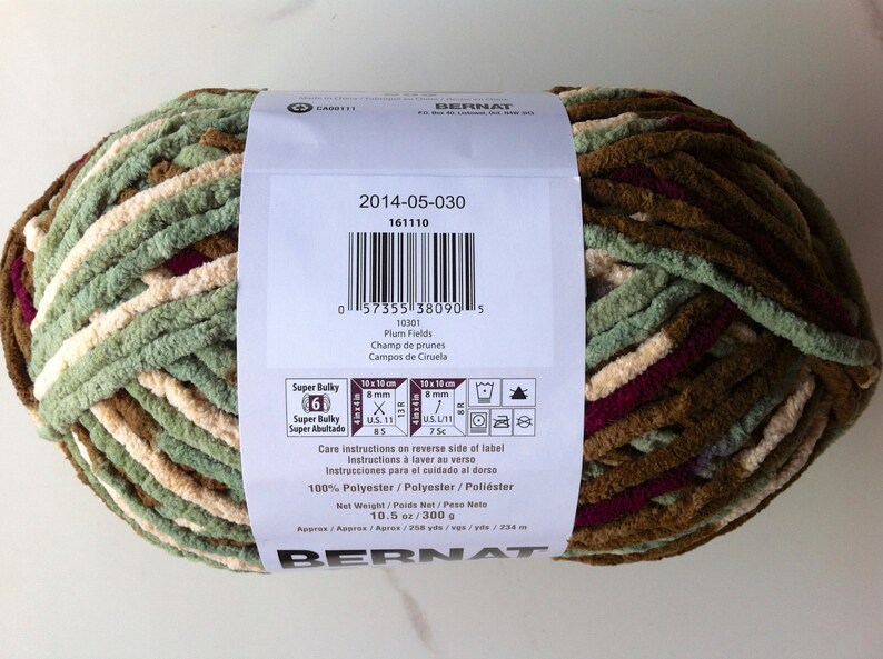 Plum Fields Bernat Blanket Yarn 10301 Big 10 5oz Skein 258 Yds Bernat Blanket Yarn Winter Yarn Crochet Or Knitting Yarn