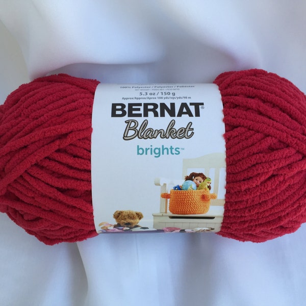 RACECAR RED 13001 Bernat Blanket Brights / 150g - 5.3 oz ~ 108 yards / Super Bulky Bernat Blanket Yarn ~ Bright Colors
