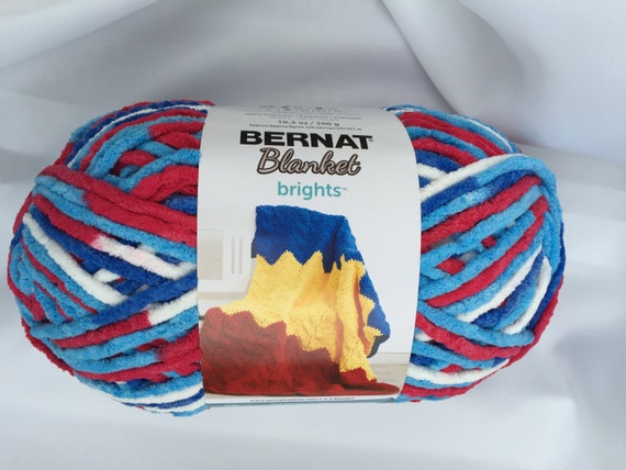 RED WHITE and BOOM 12011 Bernat Blankets Brights 10.5 Oz Skein 220  Ydsbernat Blanket Red White Blue Patriotic Bulky Yarn 