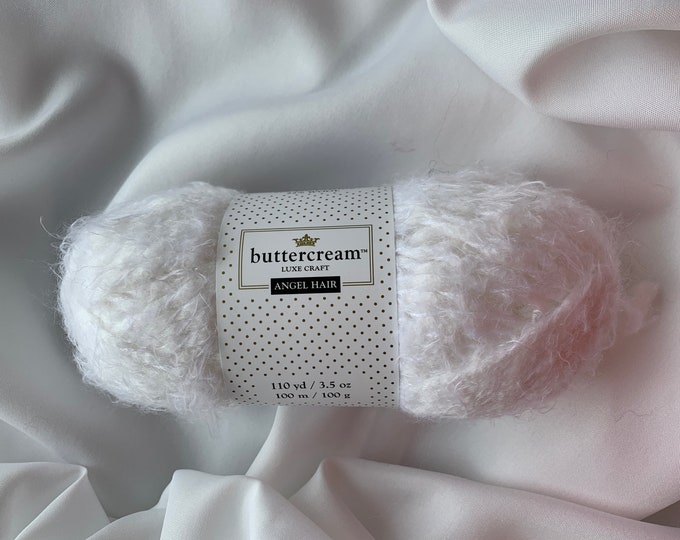 WHITE Angel Hair Yarn Buttercream Luxe Craft 3.5 Oz 120 Yards Cowl