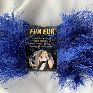 SAPPHIRE Color #109 Fun Fur by Lion Brand Yarn Vibrant Color  Eyelash Yarn ~ Novelty Yarns ~ Uses Hats, Scarves, Cuff Trim dcoyshouseofyarn