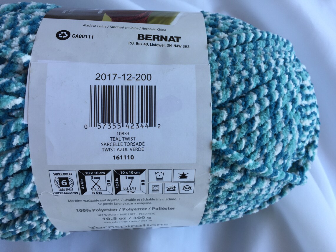 Teal Twist 10833 Bernat Blanket Yarn 10.5 oz Skein Baby Etsy