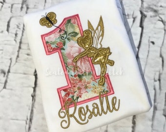 Fairy Garden Birthday Shirt - Fairy Birthday - Floral Birthday Bodysuit - Tinkerbell Birthday