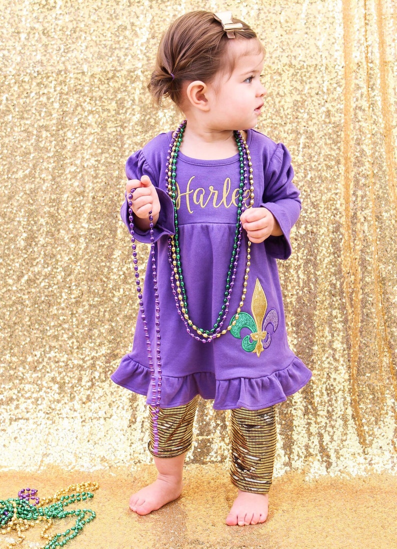 Mardi Gras Fleur De Lis Dress Toddler Dress Personalized Etsy