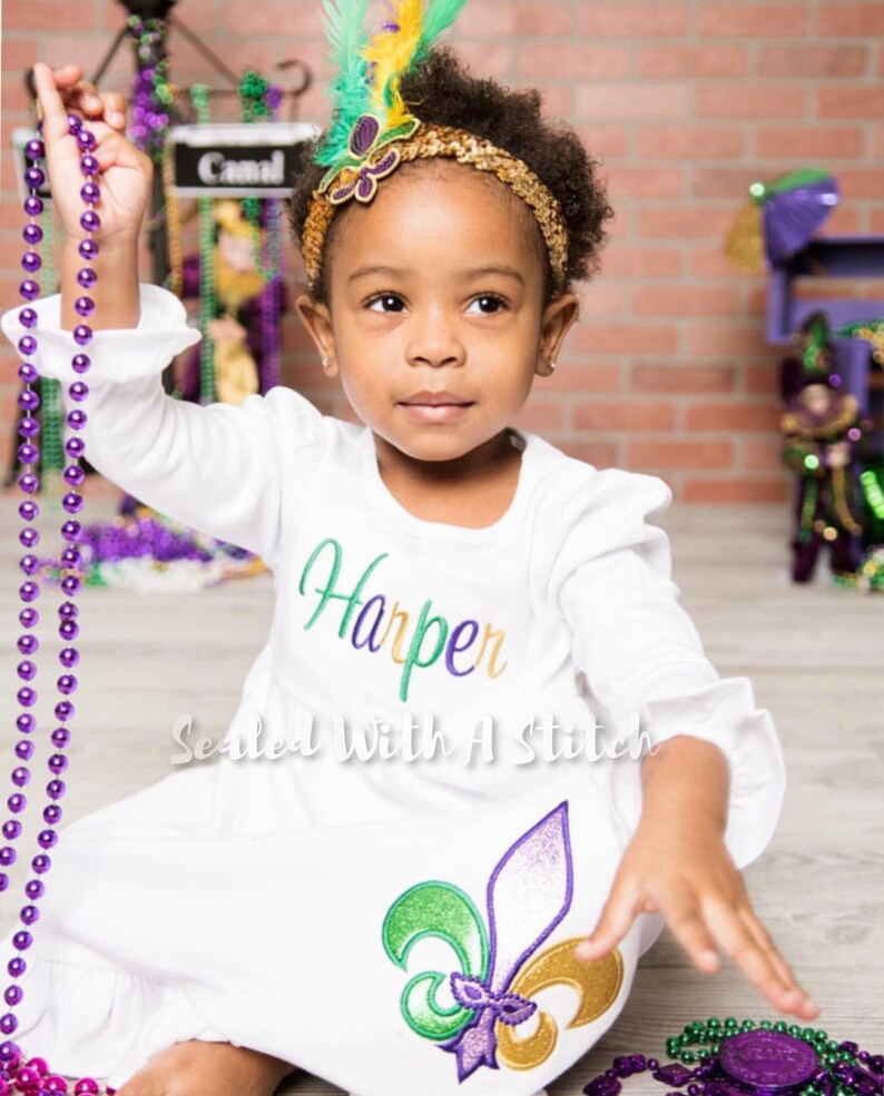 Mardi Gras Fleur De Lis Dress Toddler Dress Personalized Etsy
