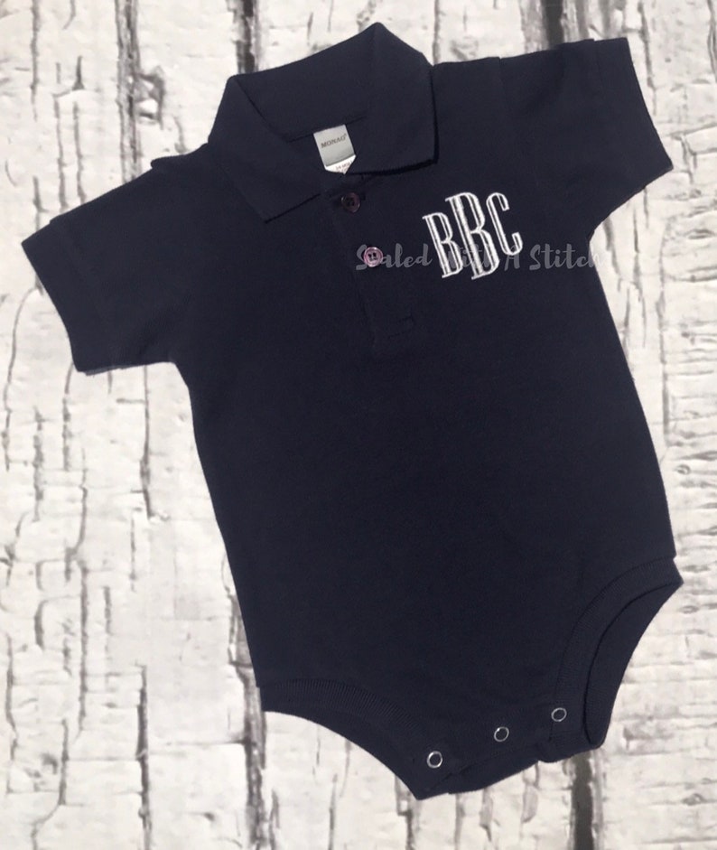 Monogrammed Collar Bodysuit Baby Polo Bodysuit