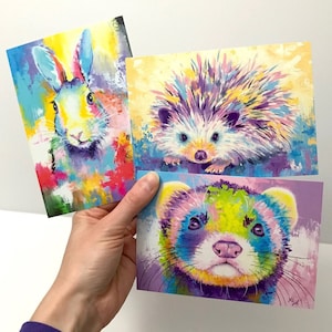 Waldtier Postkarten Set - Frettchen Postkarte Igel Postkarte Kaninchen Postkarten-Set Tier Art Hinweiskarten für Geschenke für ihre Kunstpostkarten