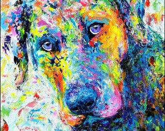 Labrador Art on CANVAS or PAPER - Abstract Labrador Retriever Print of a Black Lab, Yellow Lab, or Chocolate Lab. Artwork by Krystle Cole