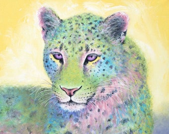 Leopard Art Print on CANVAS or PAPER - Big Cat Wall Decor. Leopard Painting by Krystle Cole