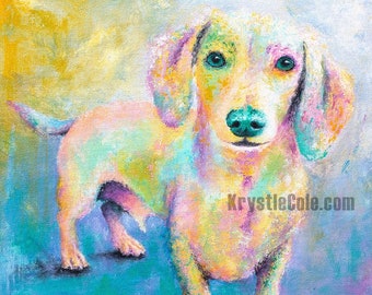 Dachshund Art Print on PAPER or CANVAS - Dachshund Gift. Weiner Dog Artwork. Dotson dog, Doxin dogs, Daschie. Wiener Dog Painting by K. Cole