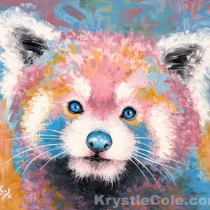 Red Panda Art Print - Wall Decor for Gifts, Nursery, Office on CANVAS or PAPER. Red Panda Painting by Krystle Cole