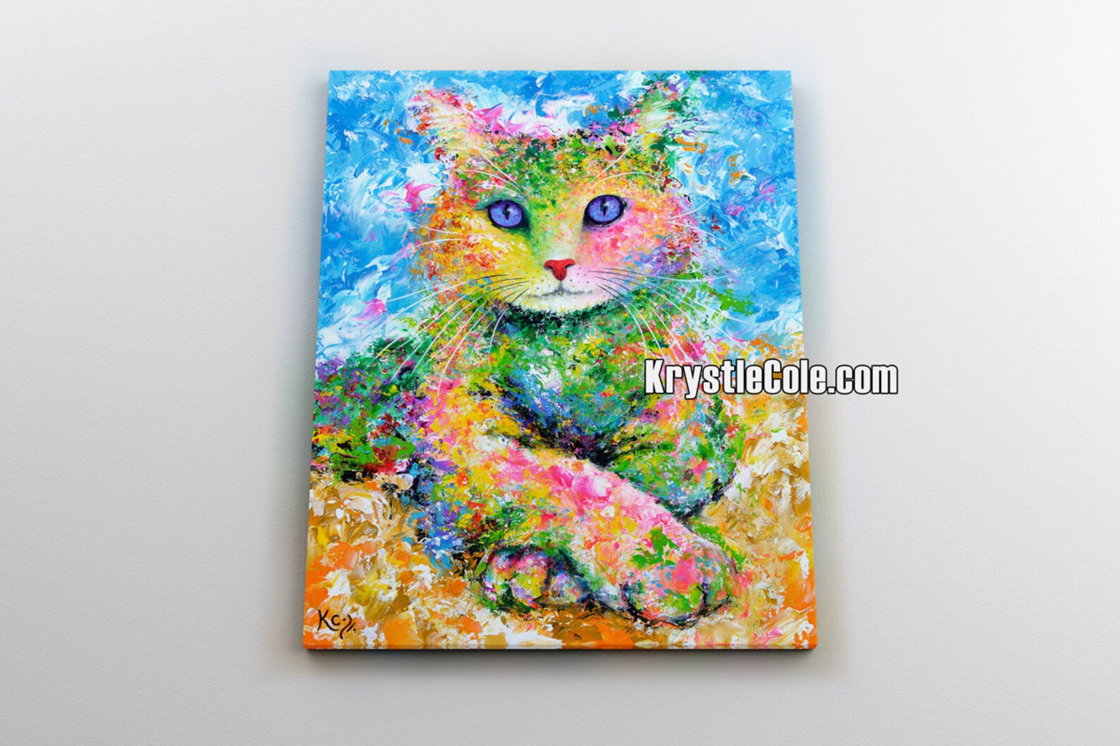Cat Painting Cat Print on CANVAS or PAPER. Beautiful Cat Art Etsy