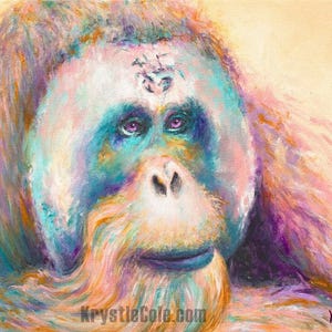 Orangutan Art - Orangutan Print on CANVAS or PAPER. Orangutan Painting by Krystle Cole