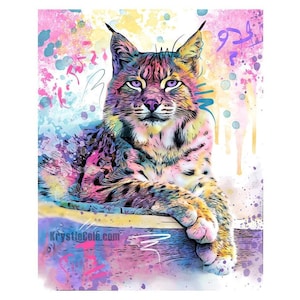 Lynx Art Print on CANVAS or PAPER - Lynx Cat Wall Art. Lynx Painting. Original Big Cat Artwork by Krystle Cole *Each Print Hand Signed*