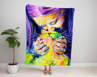 Cat Blanket - Cat Mom Gifts. Cat Lover Gifts. Coworker Gift. Super Soft Throw Blanket Comes in 2 Sizes - 50x60" or 60x80"