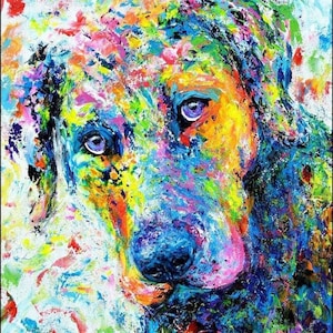 Labrador Art on CANVAS or PAPER - Abstract Labrador Retriever Print of a Black Lab, Yellow Lab, or Chocolate Lab. Artwork by Krystle Cole