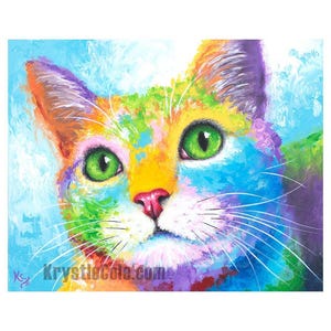 Katzen Art Print - Katzenmalerei Katzenliebhaber Geschenk für Katzenmama Wandkunst Katzenkunstwerk Kitty Geschenke für Frauen Katzenbesitzer Geschenk Feline Kunst Katzendekor