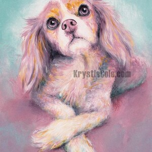 Cavalier King Charles Spaniel Impressão de arte em TELA ou PAPEL. Pintura Cavalier "Charlotte" de Krystle Cole