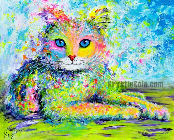 キャンバスプリント レインボーキャット 絵画 額付き インテリア キャンバスプリント レインボーキャット 絵画 額付き インテリア